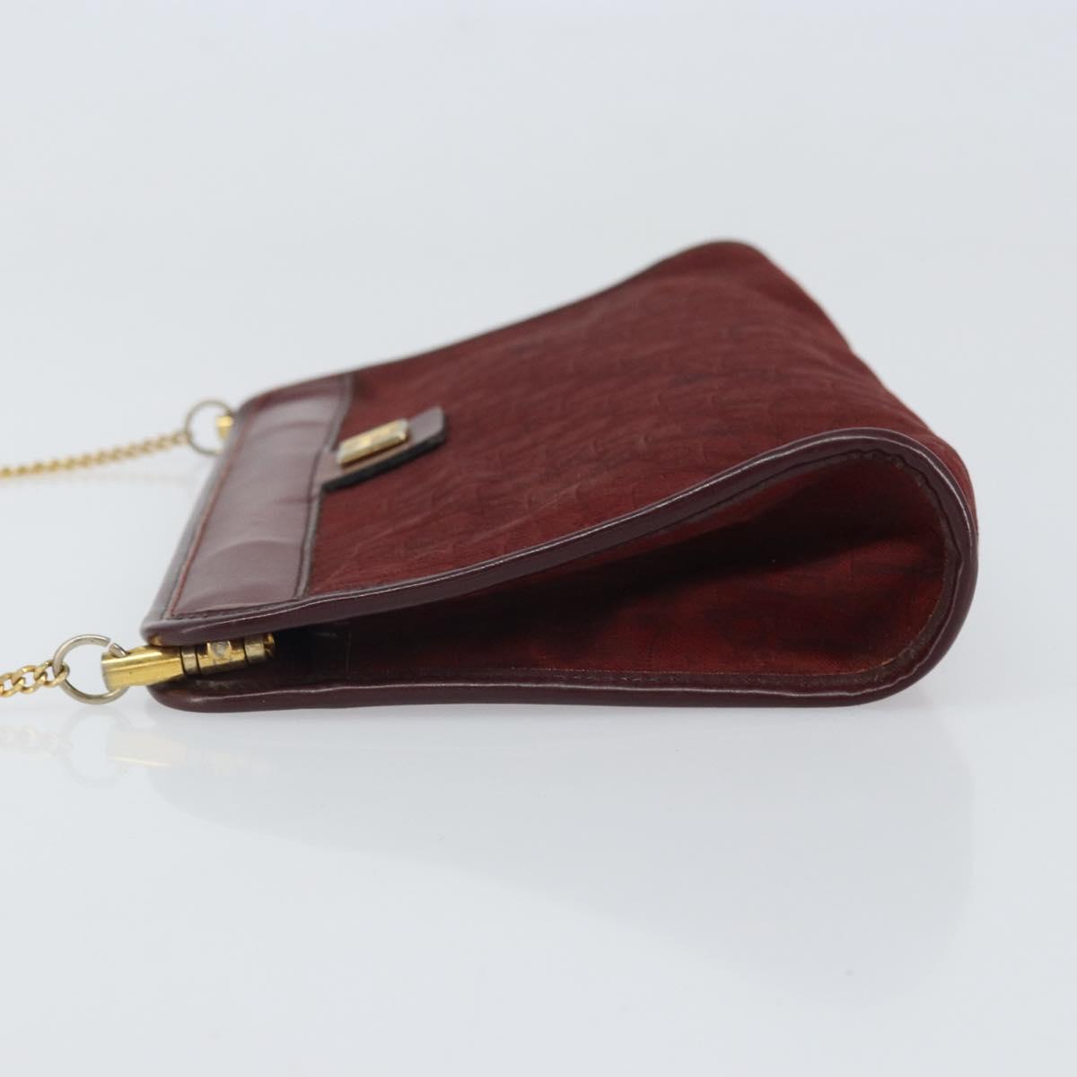 Christian Dior Trotter Canvas Chain Shoulder Bag Red Gold Auth BA9903