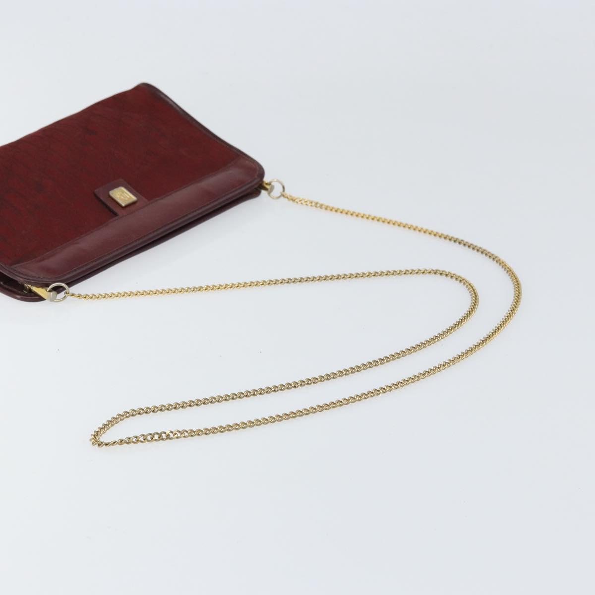 Christian Dior Trotter Canvas Chain Shoulder Bag Red Gold Auth BA9903