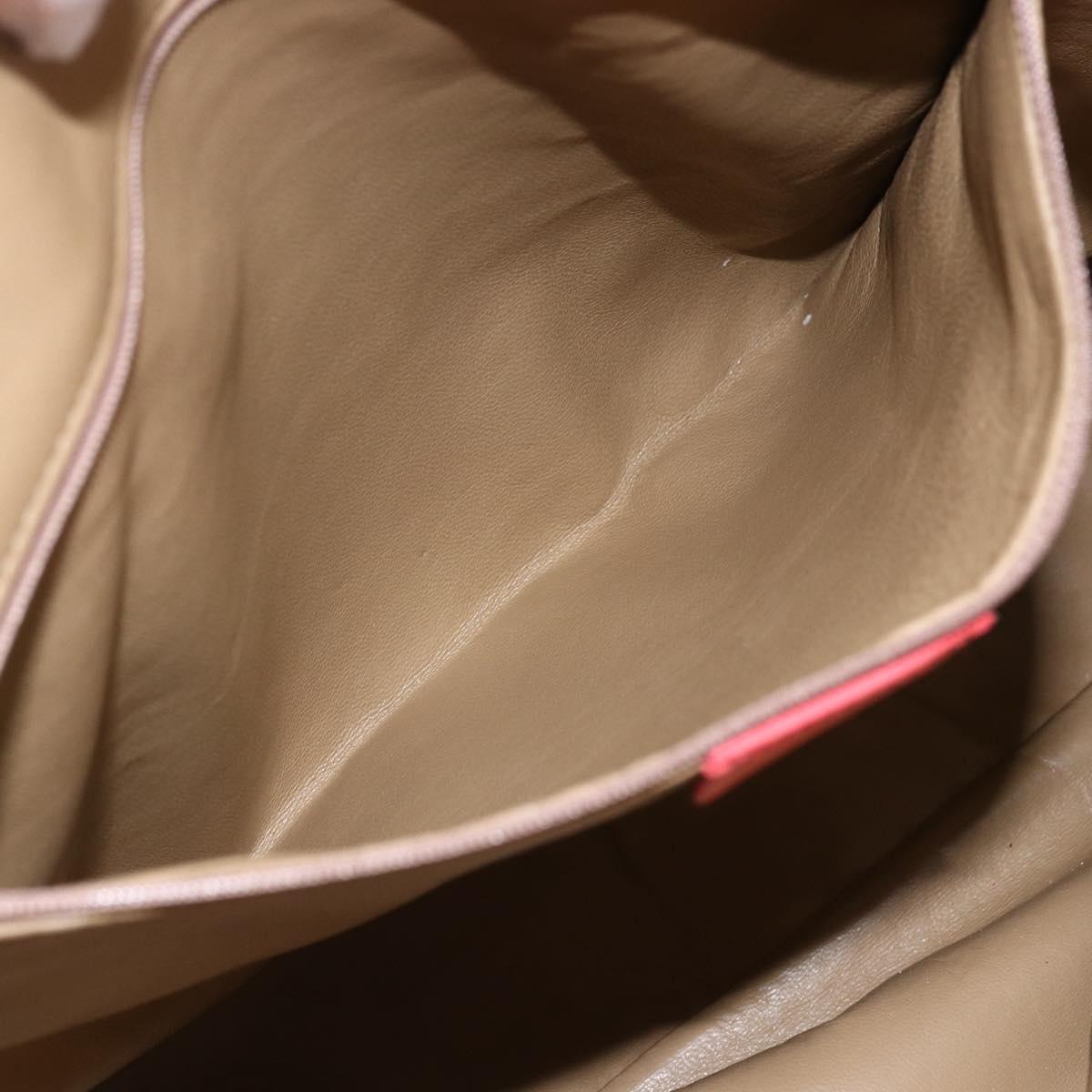 BVLGARI Hand Bag Leather Pink Gold Auth BA9905