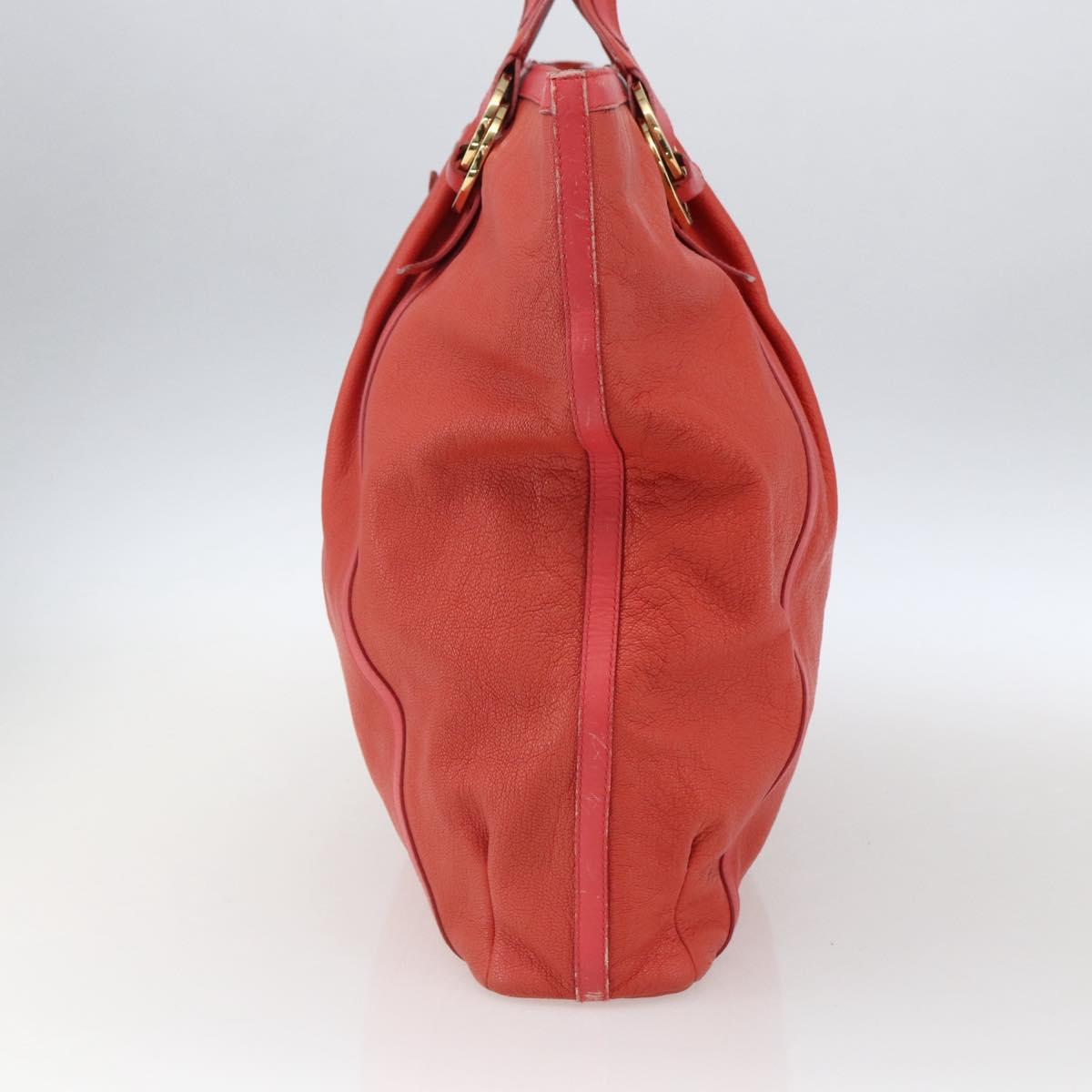 BVLGARI Hand Bag Leather Pink Gold Auth BA9905