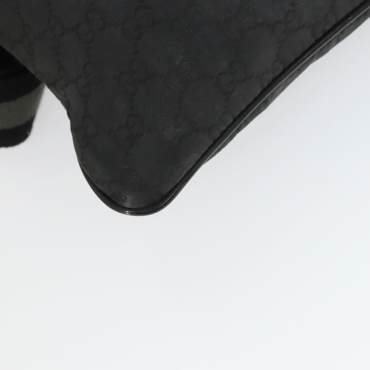 GUCCI GG Canvas Shoulder Bag Nylon Black Silver 449184 Auth BA9907