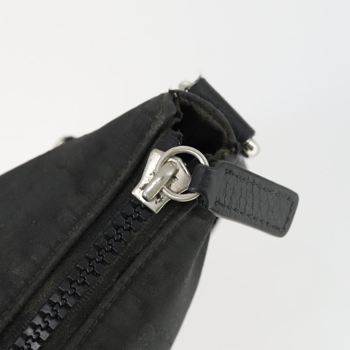 GUCCI GG Canvas Shoulder Bag Nylon Black Silver 449184 Auth BA9907
