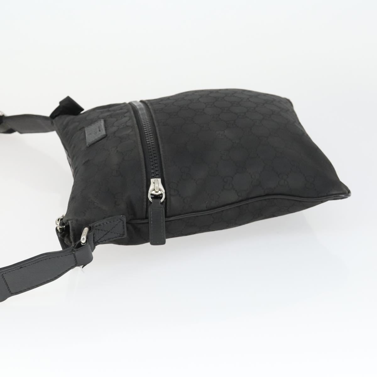 GUCCI GG Canvas Shoulder Bag Nylon Black Silver 449184 Auth BA9907