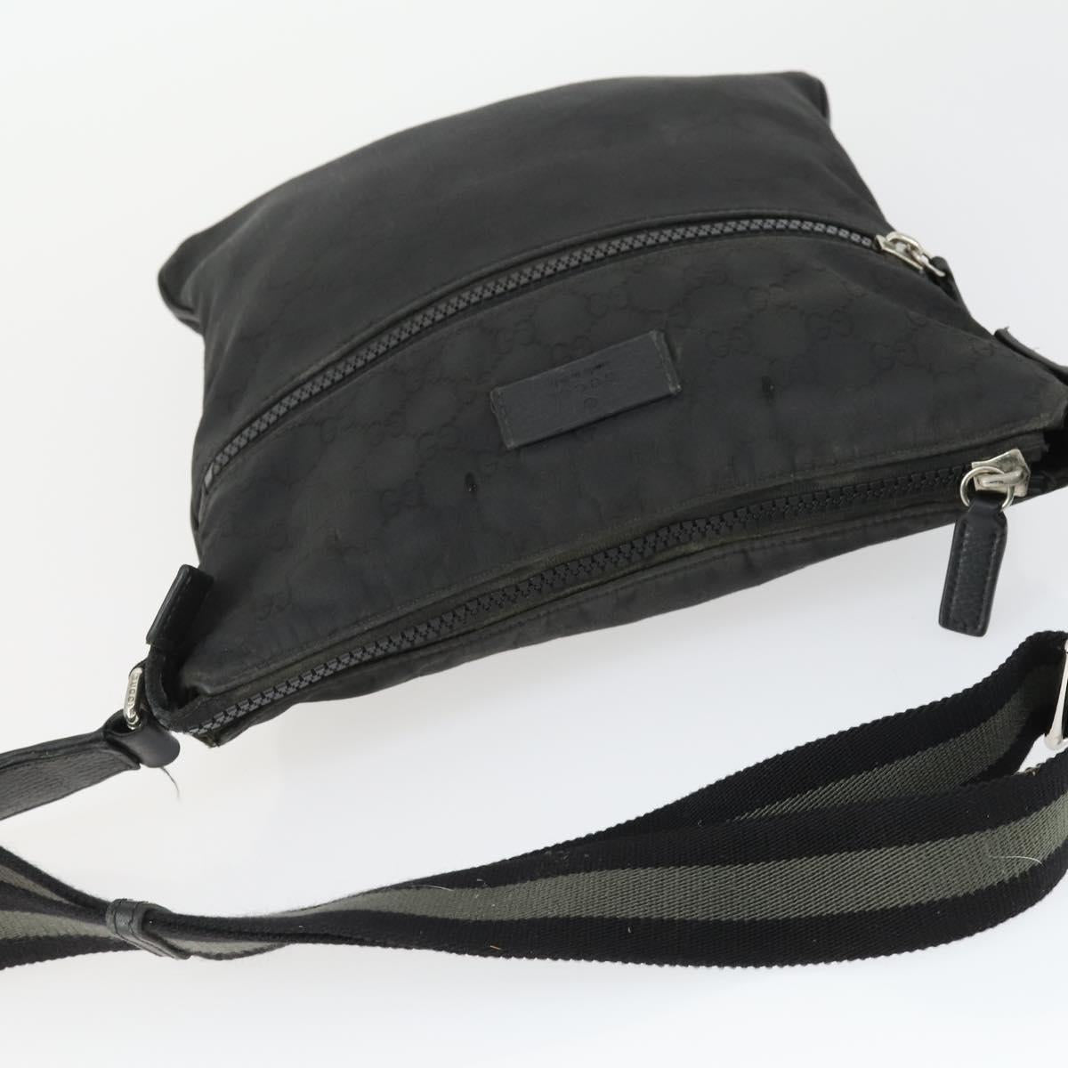 GUCCI GG Canvas Shoulder Bag Nylon Black Silver 449184 Auth BA9907