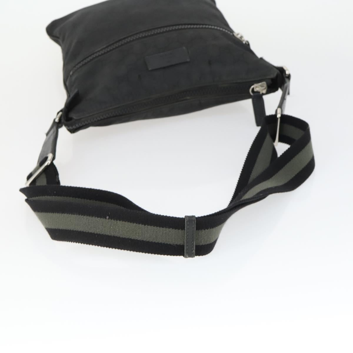 GUCCI GG Canvas Shoulder Bag Nylon Black Silver 449184 Auth BA9907