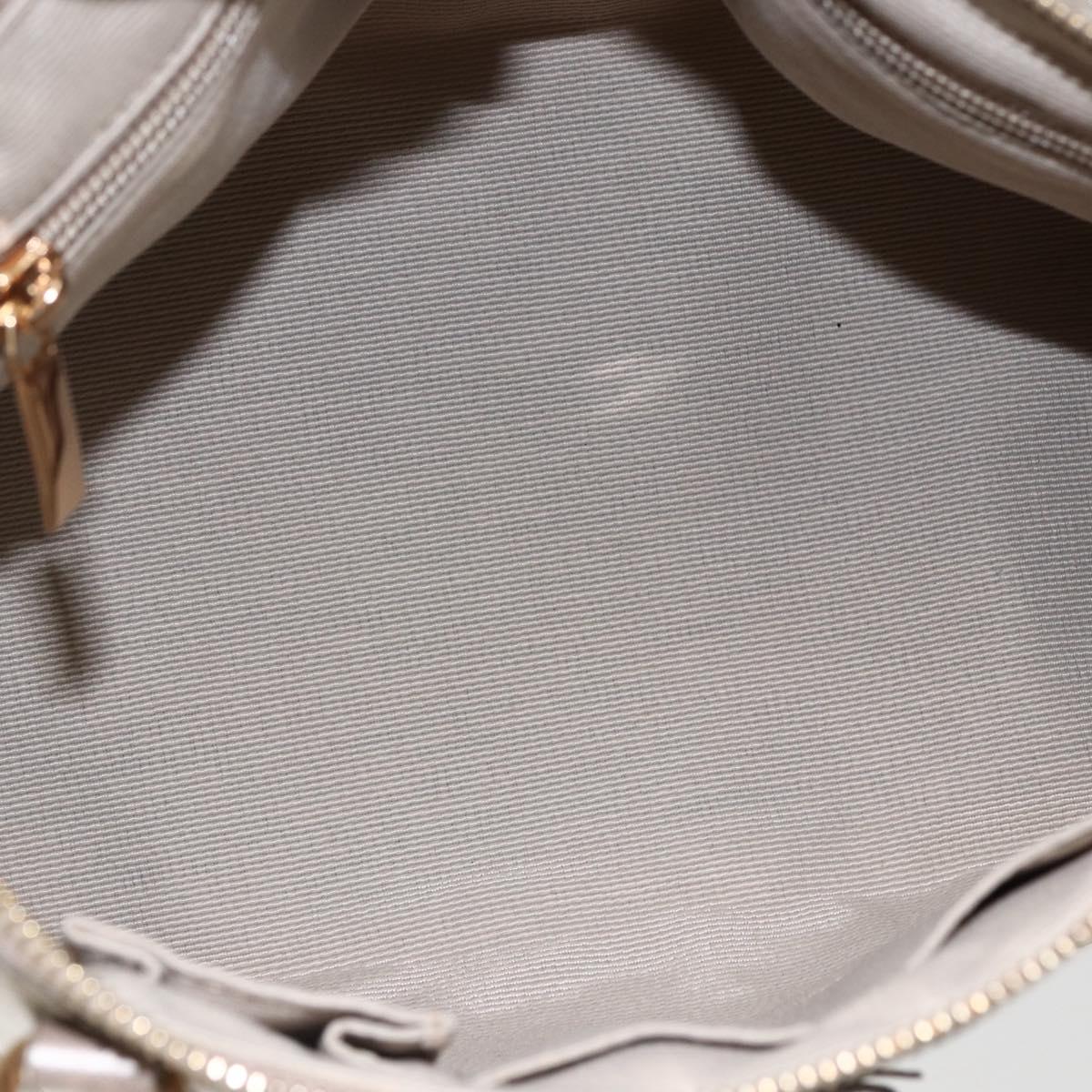 Salvatore Ferragamo Hand Bag Nylon Beige Gold Auth BA9908