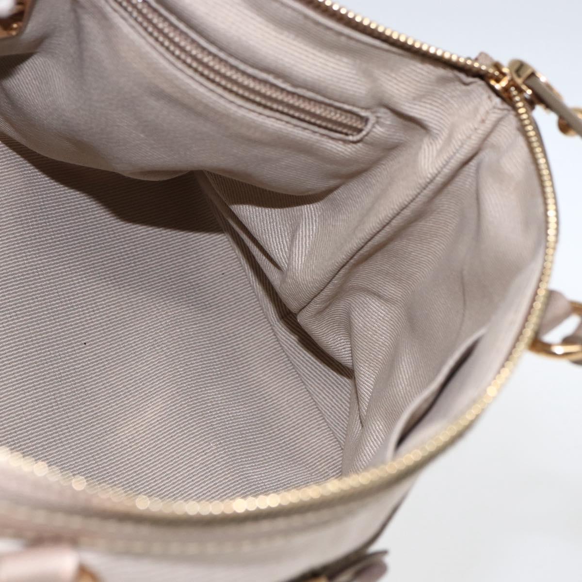 Salvatore Ferragamo Hand Bag Nylon Beige Gold Auth BA9908