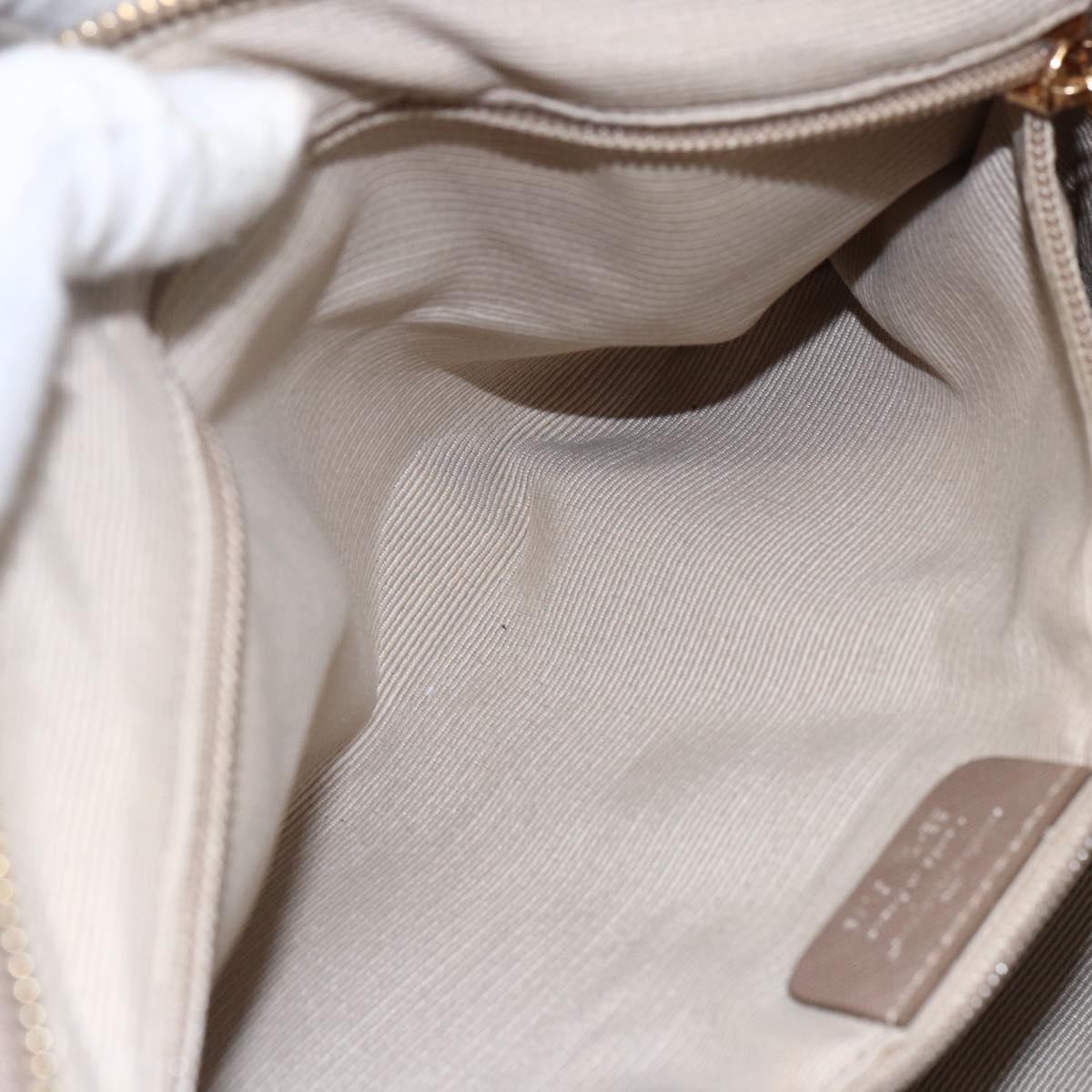 Salvatore Ferragamo Hand Bag Nylon Beige Gold Auth BA9908