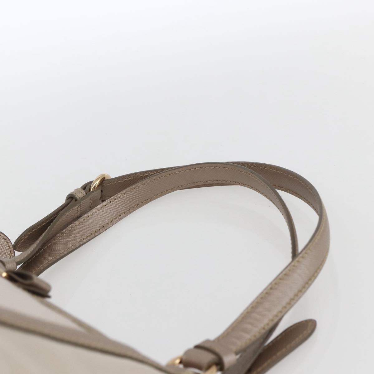 Salvatore Ferragamo Hand Bag Nylon Beige Gold Auth BA9908