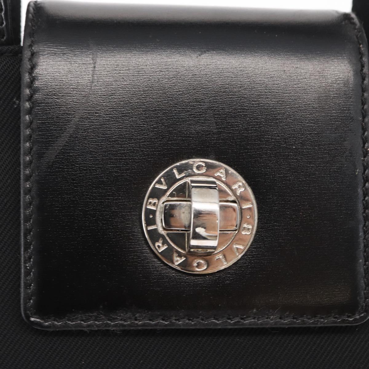 BVLGARI Hand Bag Nylon Black Silver Auth BA9909