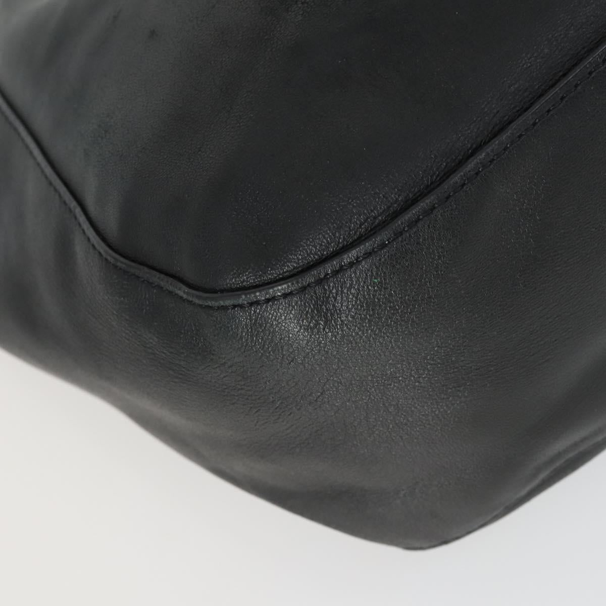 Jimmy Choo Tote Bag Leather Black Gold Auth BA9910