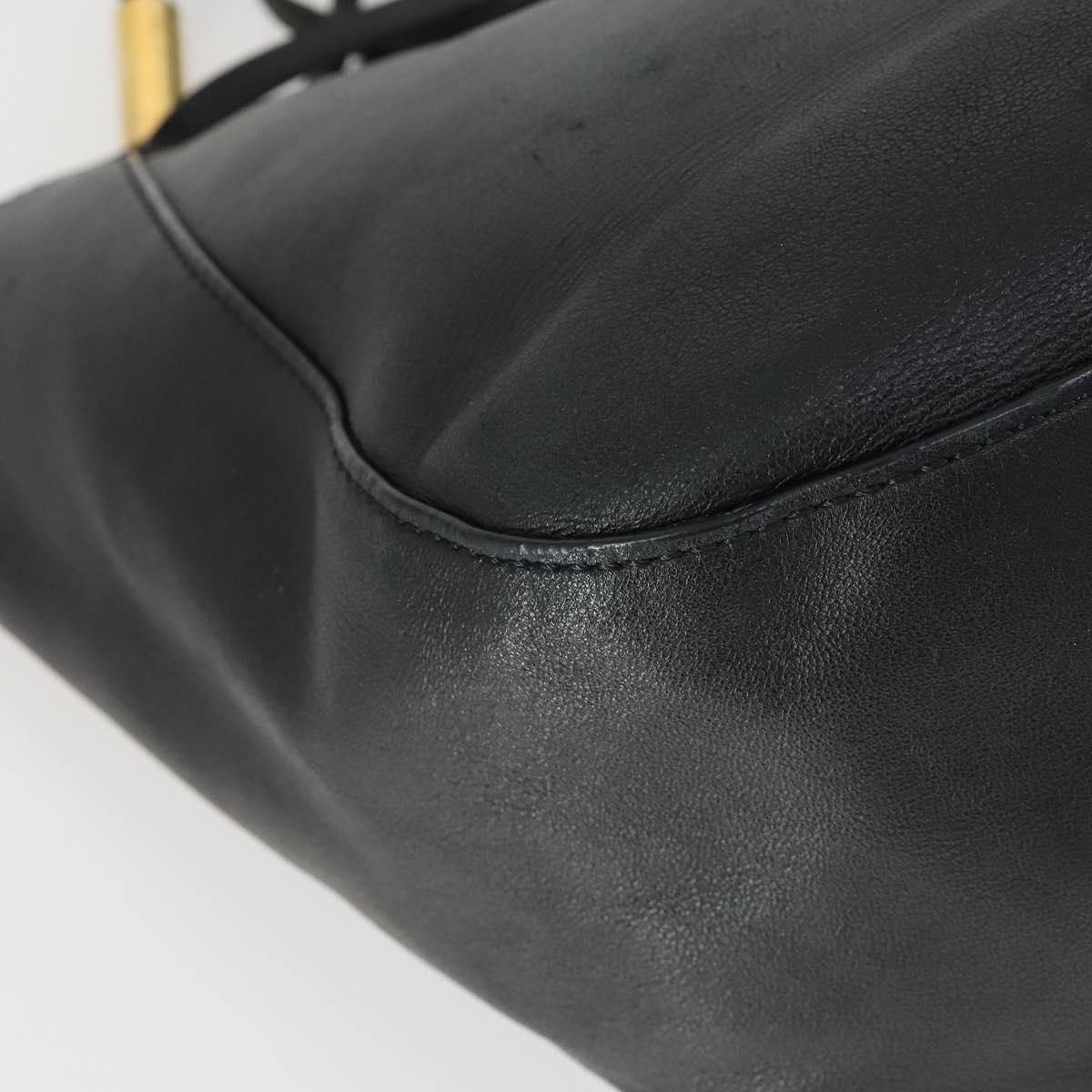 Jimmy Choo Tote Bag Leather Black Gold Auth BA9910