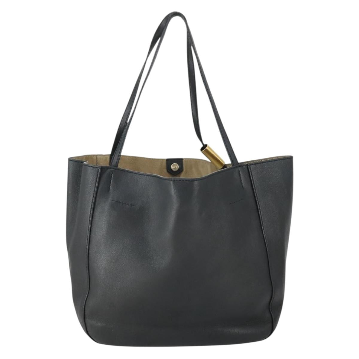 Jimmy Choo Tote Bag Leather Black Gold Auth BA9910