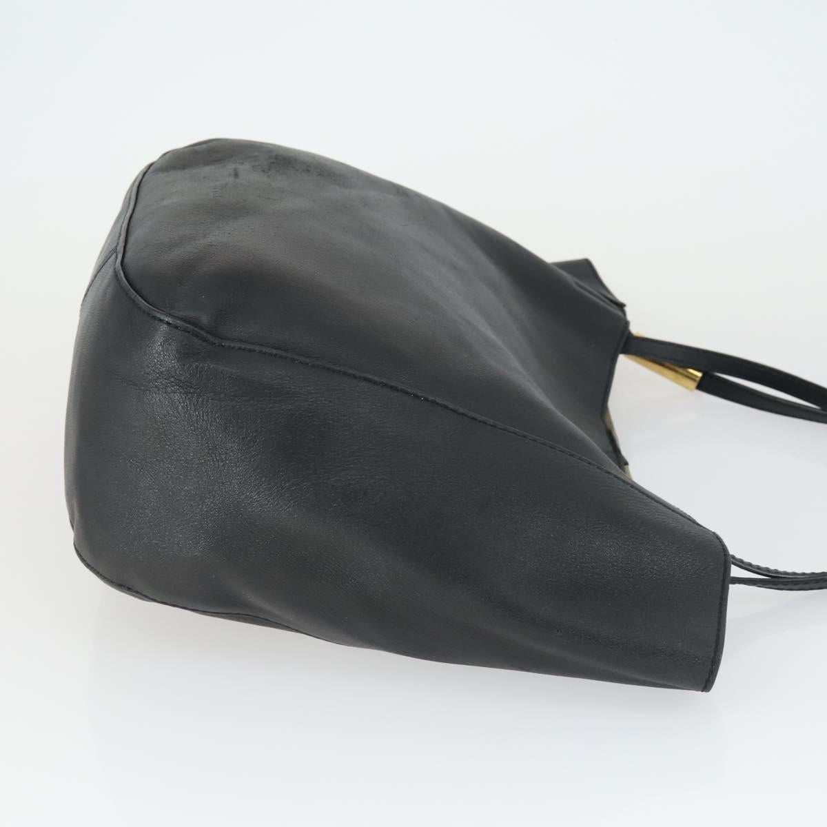 Jimmy Choo Tote Bag Leather Black Gold Auth BA9910