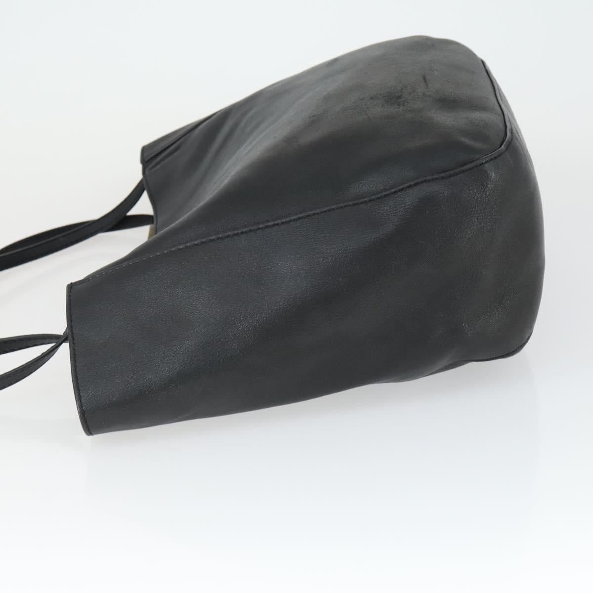 Jimmy Choo Tote Bag Leather Black Gold Auth BA9910