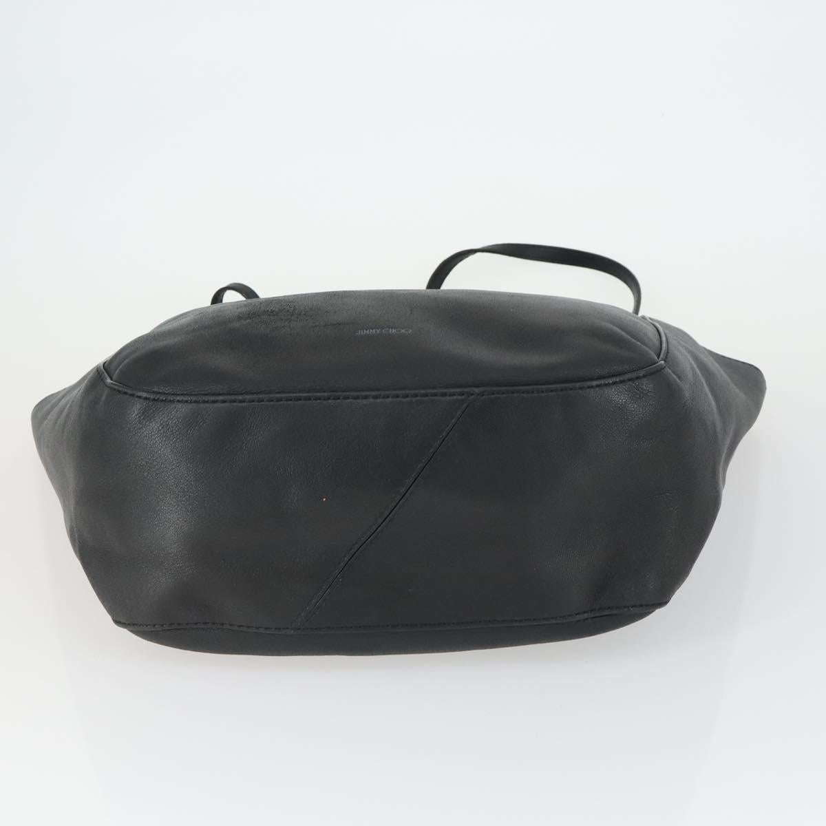 Jimmy Choo Tote Bag Leather Black Gold Auth BA9910