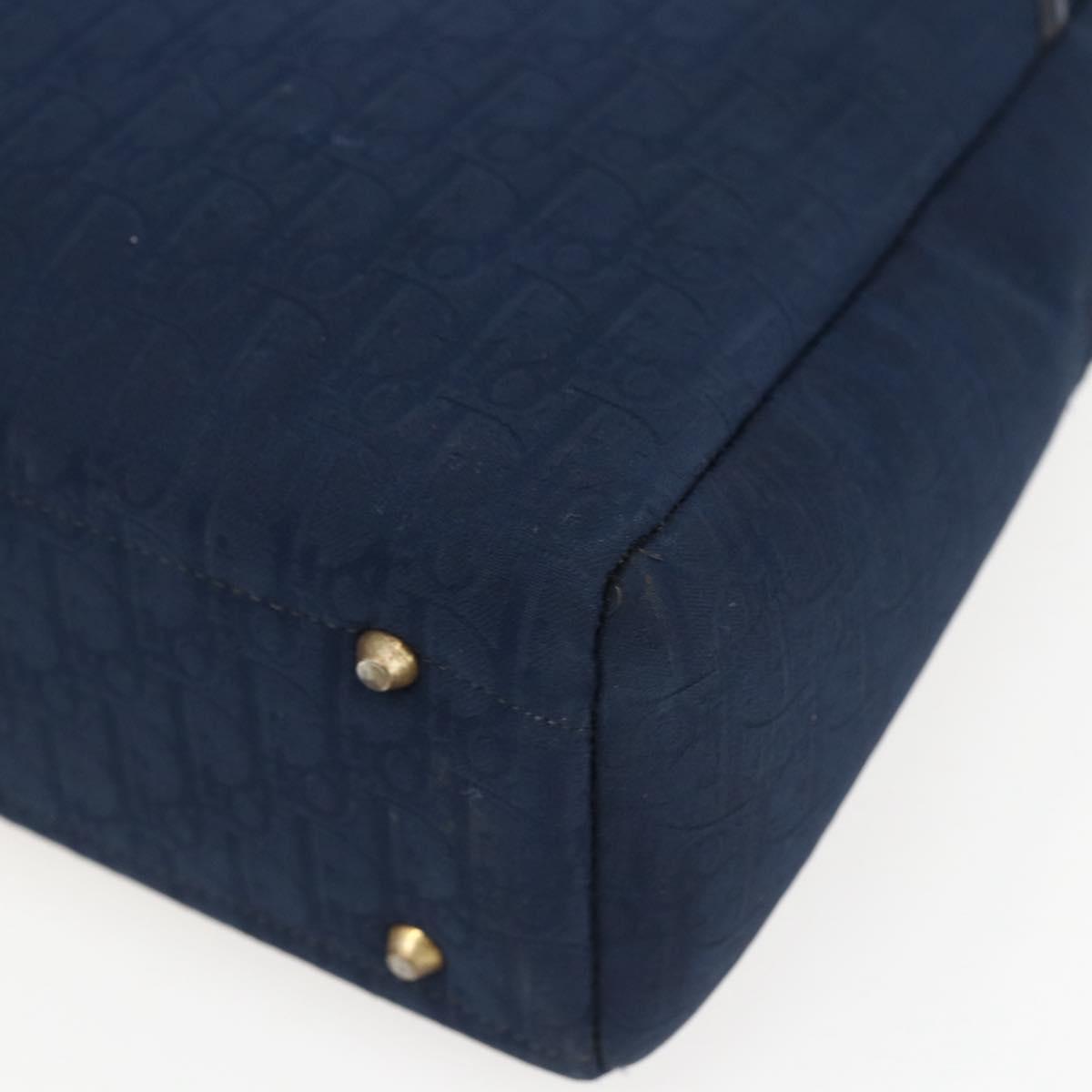 Christian Dior Trotter Canvas Hand Bag Navy Gold Auth BA9911