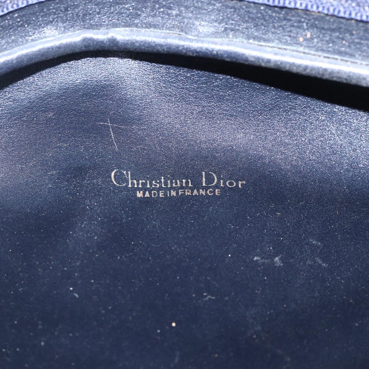 Christian Dior Trotter Canvas Hand Bag Navy Gold Auth BA9911