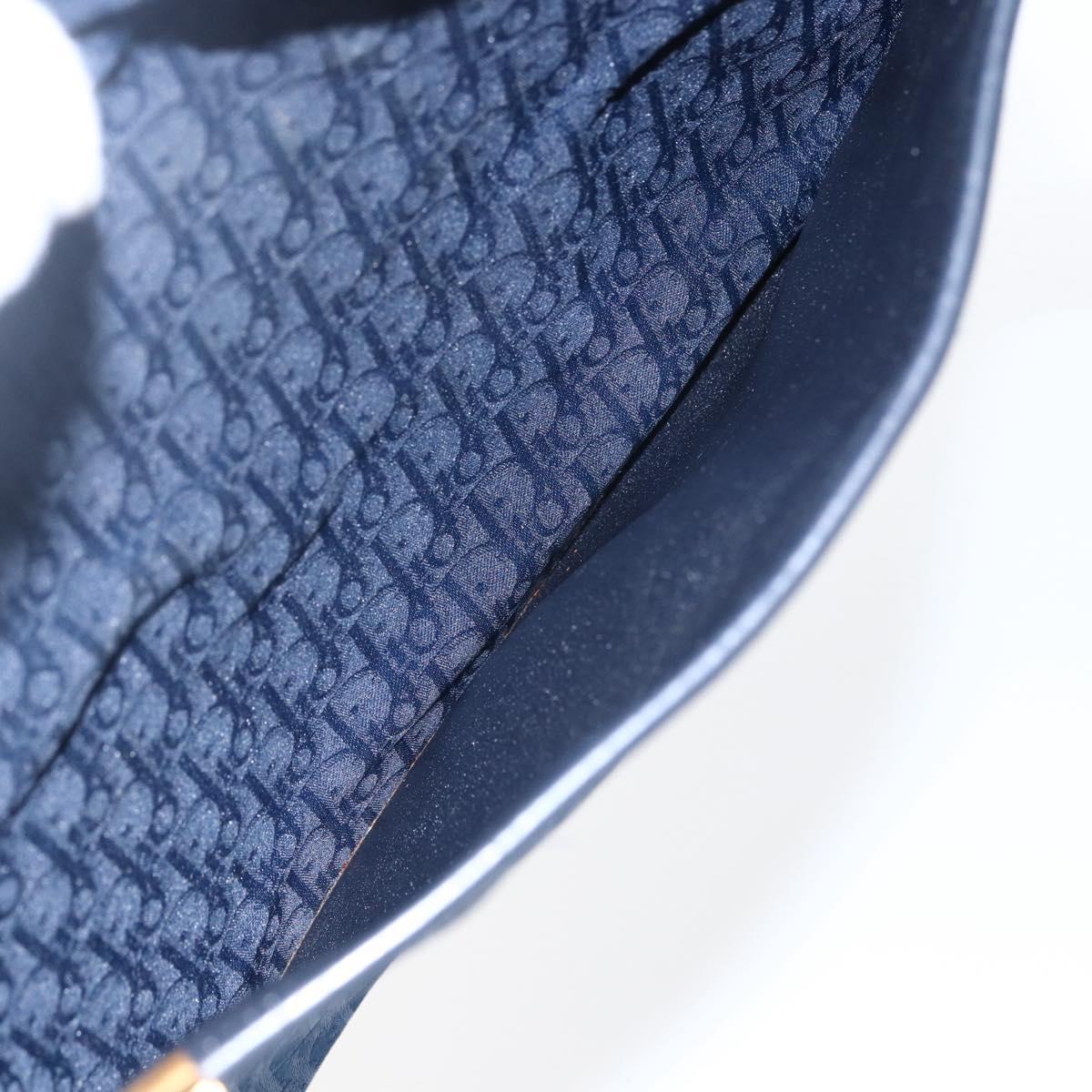 Christian Dior Trotter Canvas Hand Bag Navy Gold Auth BA9911