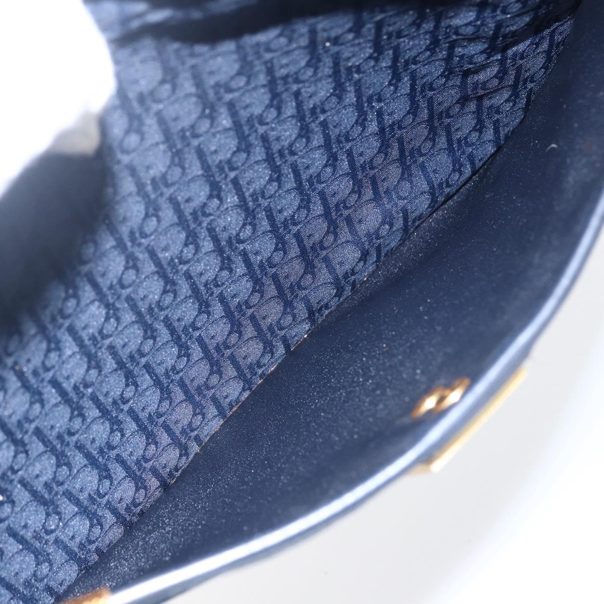 Christian Dior Trotter Canvas Hand Bag Navy Gold Auth BA9911