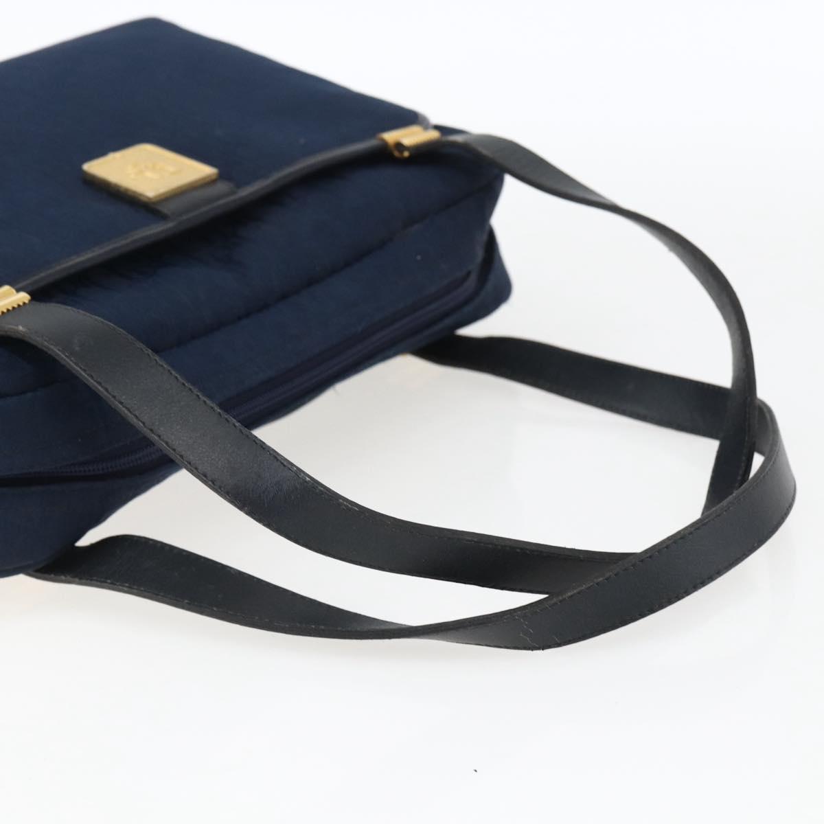 Christian Dior Trotter Canvas Hand Bag Navy Gold Auth BA9911