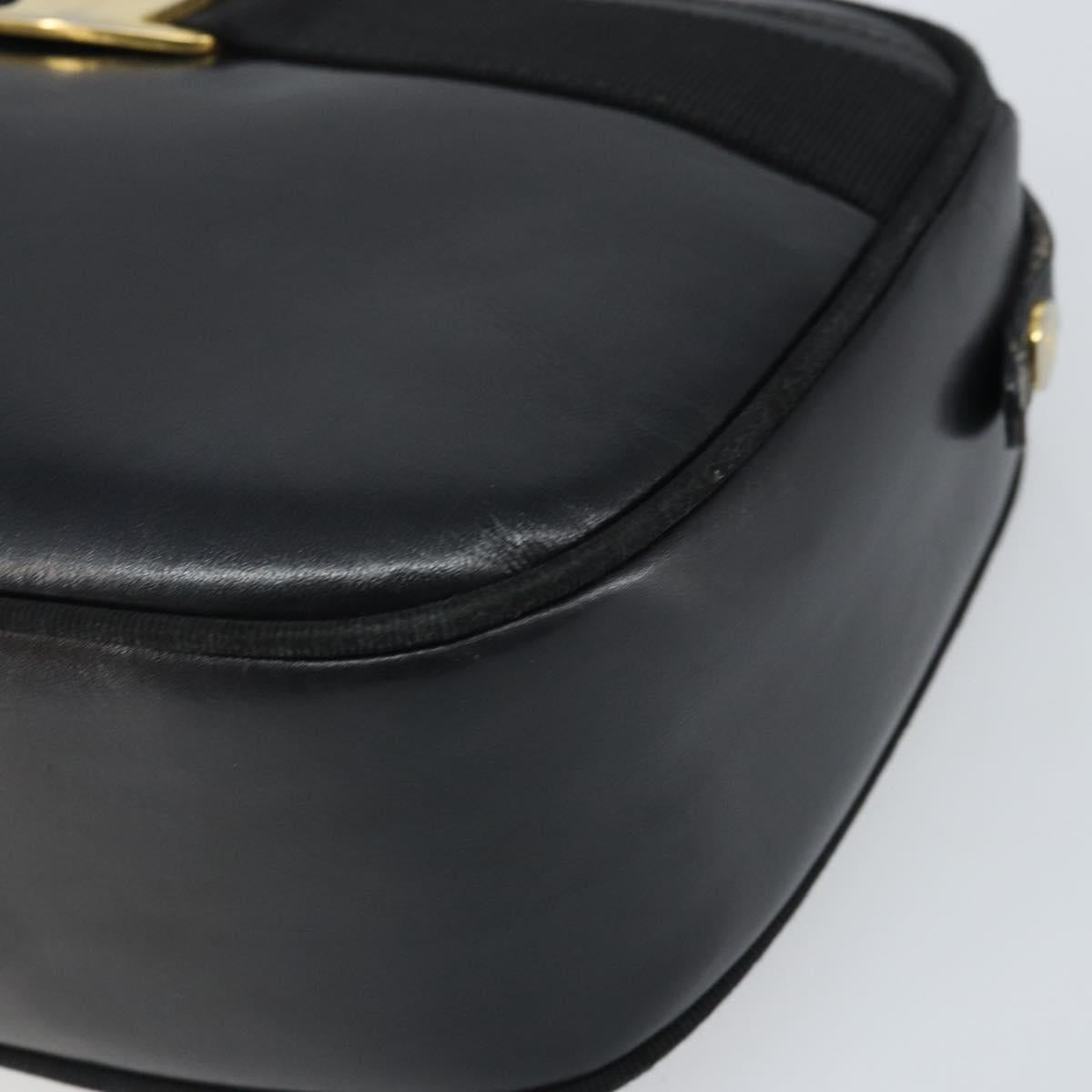 Salvatore Ferragamo Shoulder Bag Leather Black Gold Auth BA9913