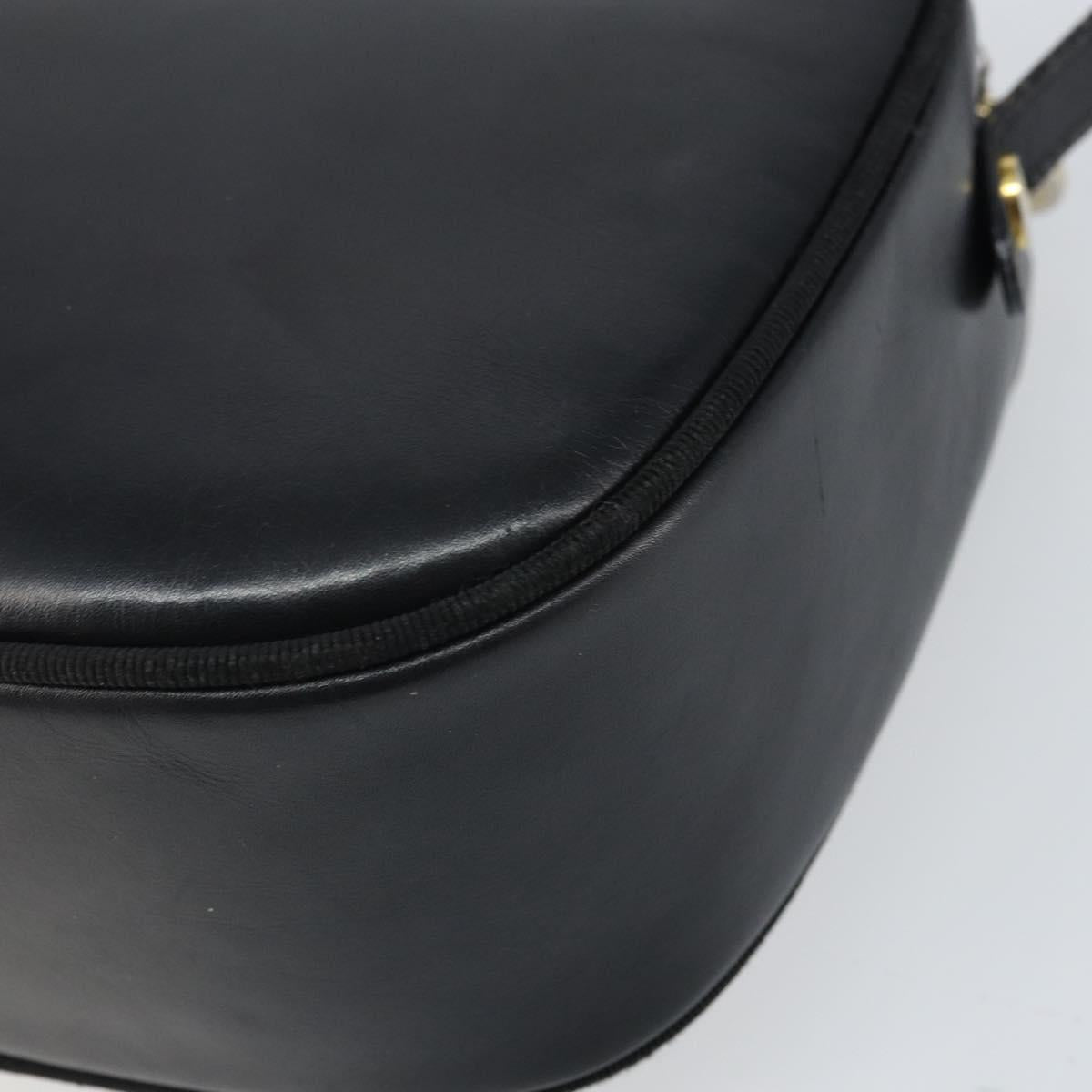 Salvatore Ferragamo Shoulder Bag Leather Black Gold Auth BA9913