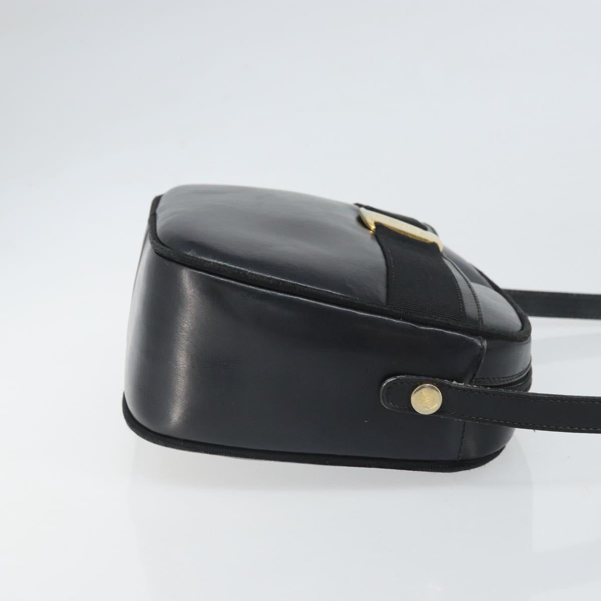 Salvatore Ferragamo Shoulder Bag Leather Black Gold Auth BA9913