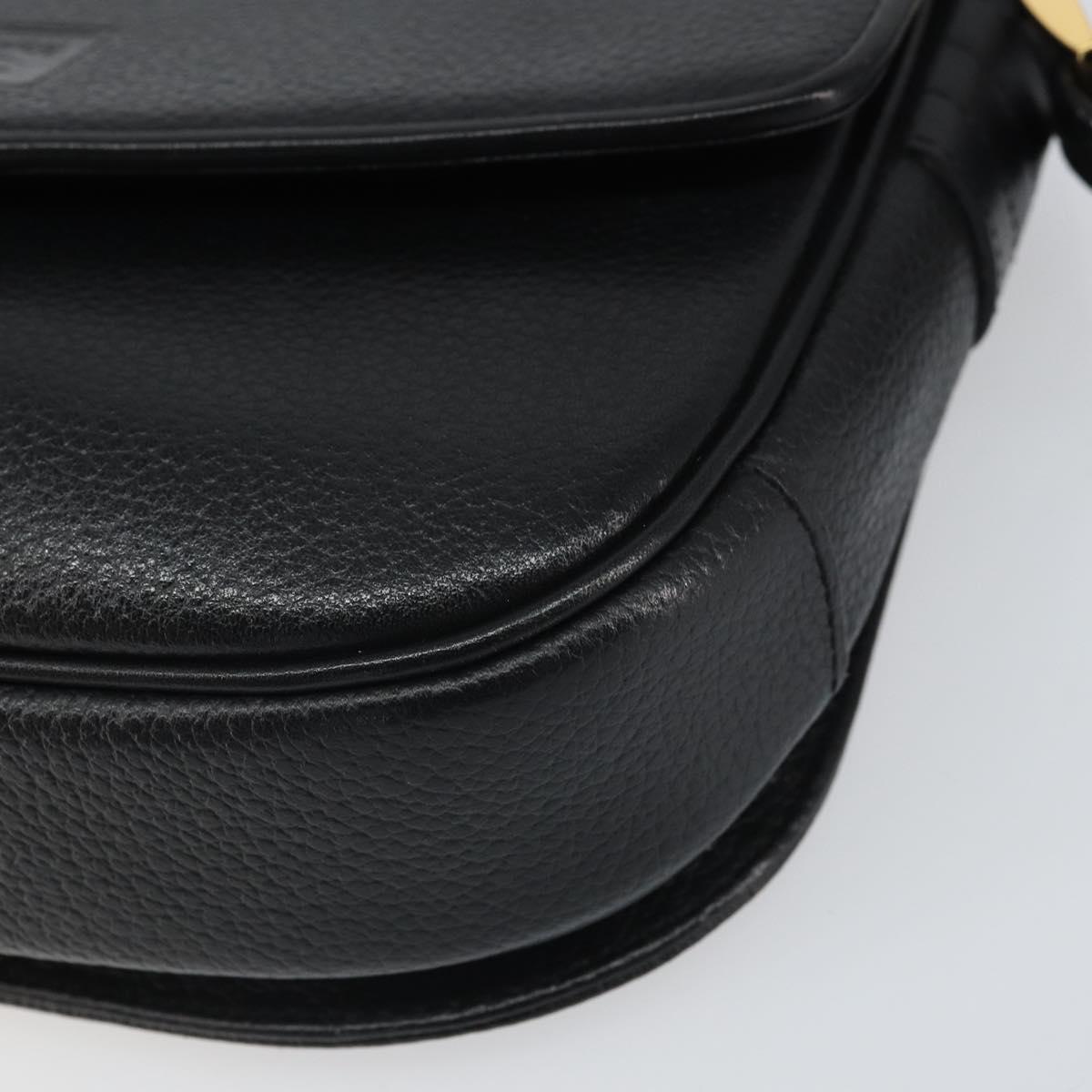 Burberrys Shoulder Bag Leather Black Gold Auth BA9914