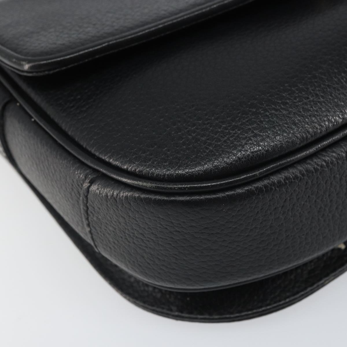 Burberrys Shoulder Bag Leather Black Gold Auth BA9914