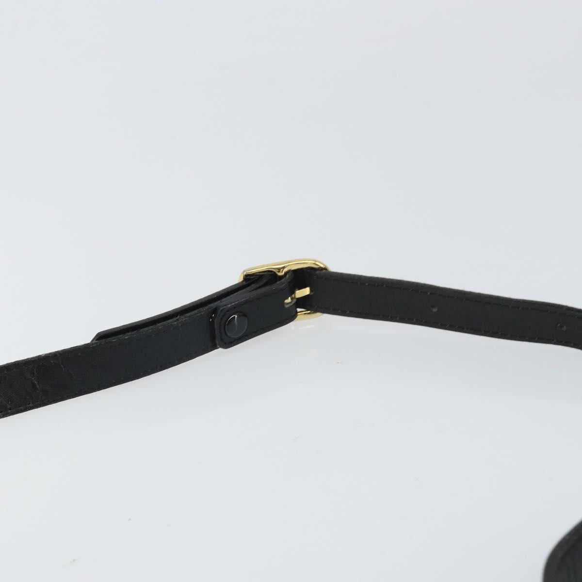 Burberrys Shoulder Bag Leather Black Gold Auth BA9914