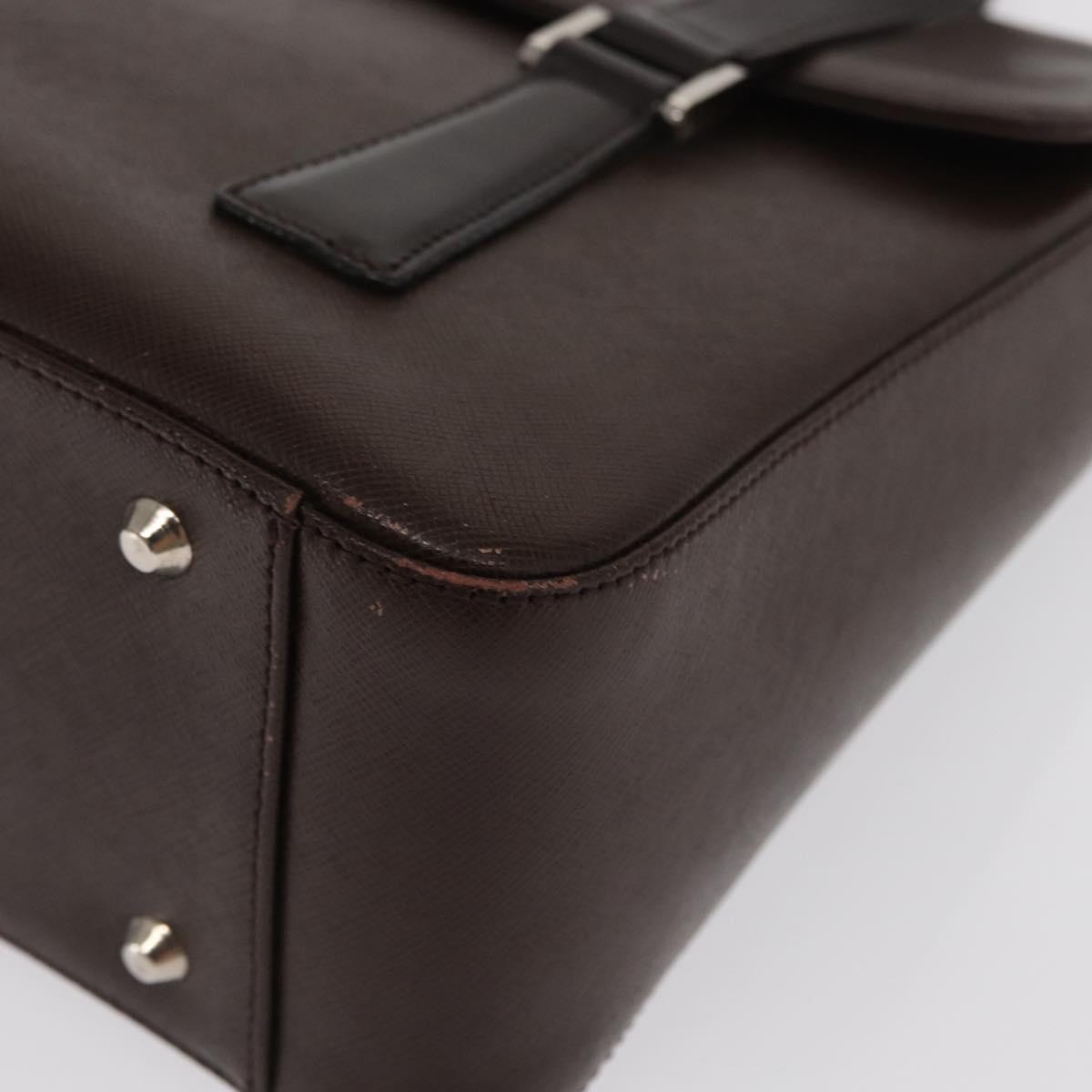 BURBERRY Hand Bag Leather Brown Silver Auth BA9916