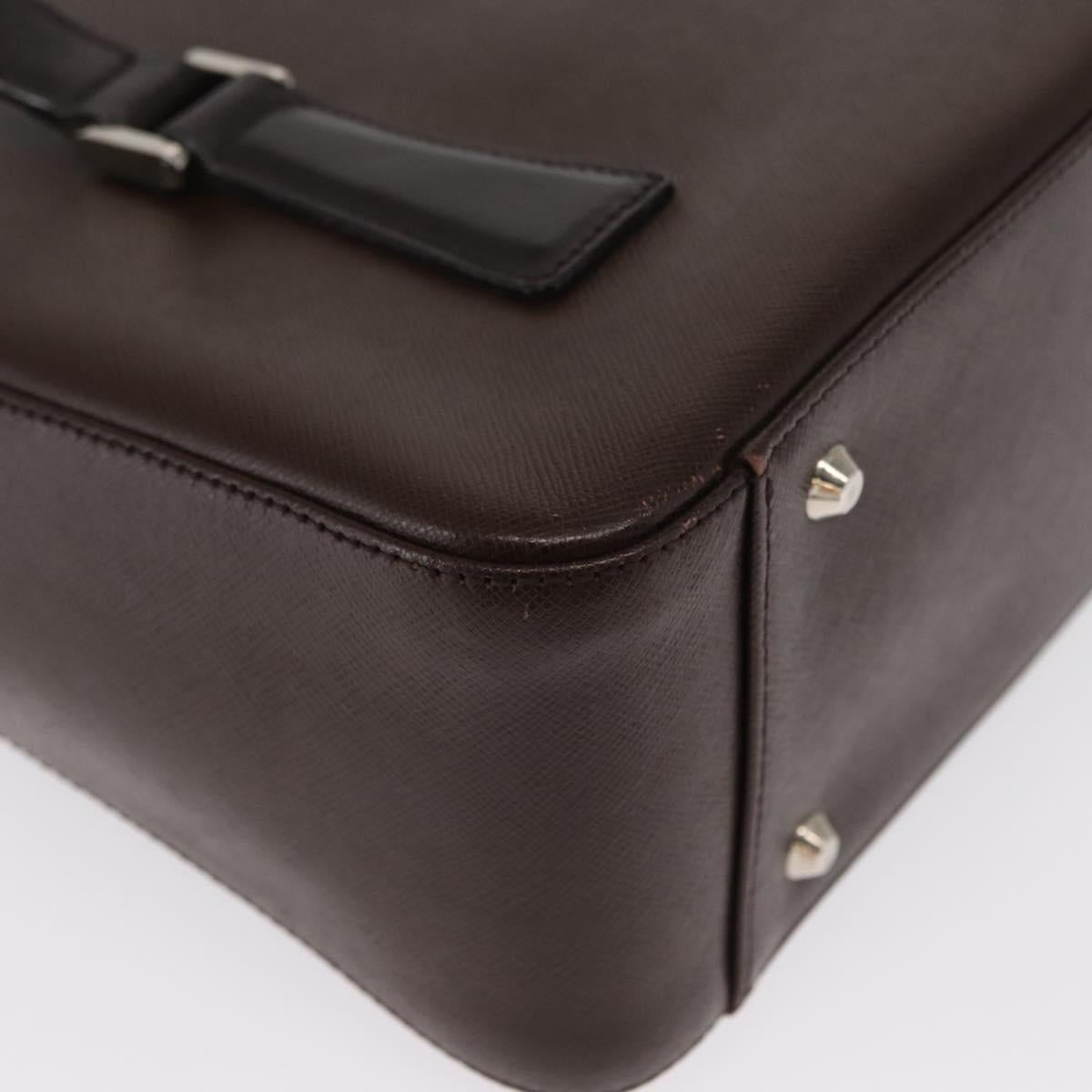 BURBERRY Hand Bag Leather Brown Silver Auth BA9916