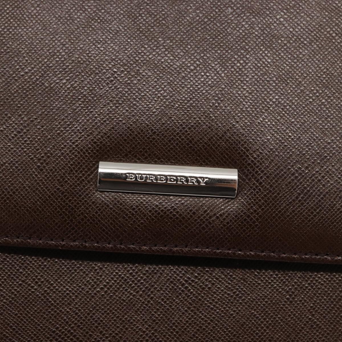 BURBERRY Hand Bag Leather Brown Silver Auth BA9916