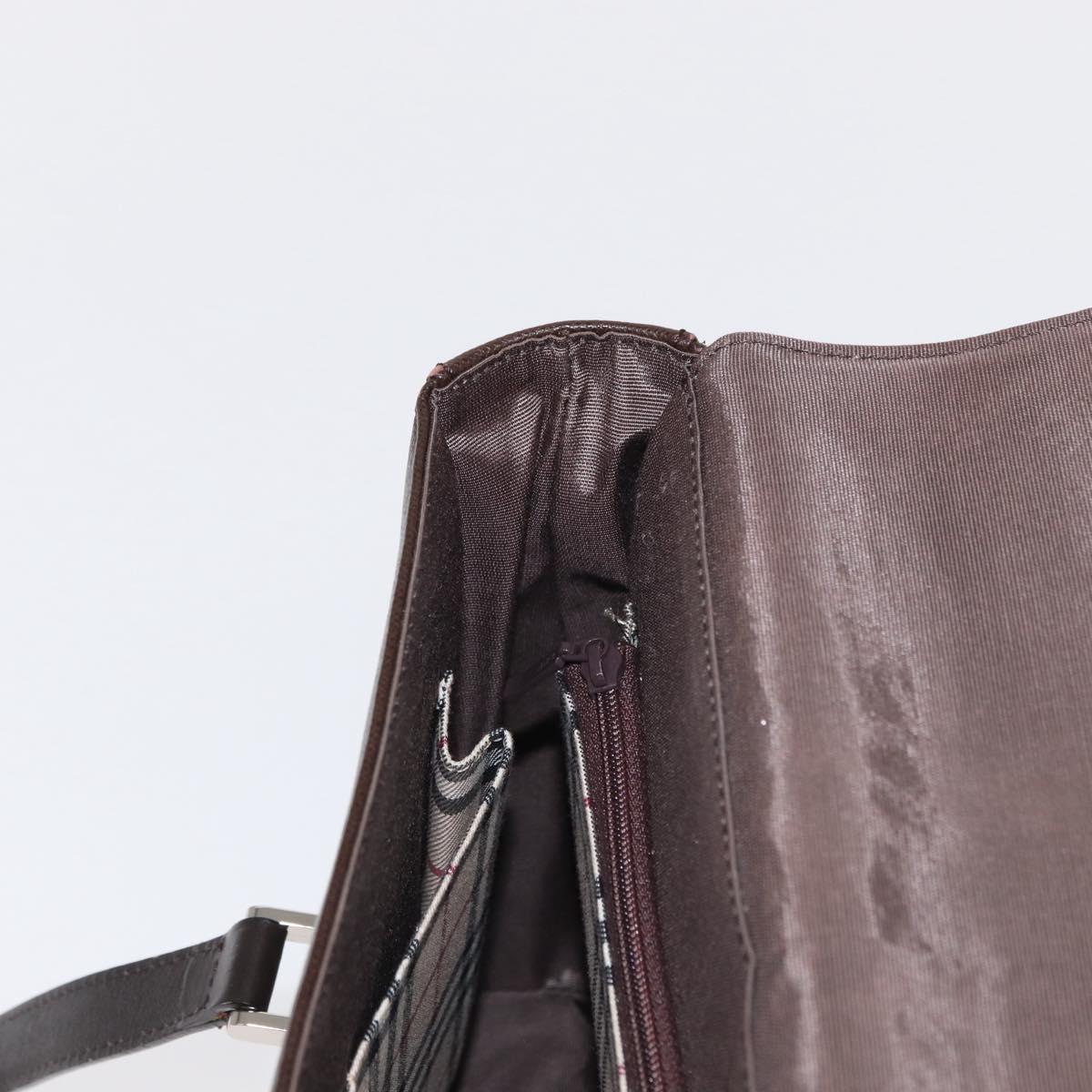BURBERRY Hand Bag Leather Brown Silver Auth BA9916