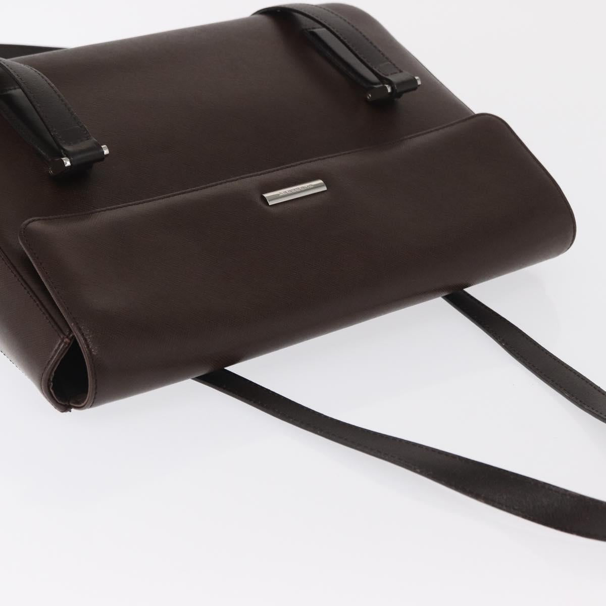 BURBERRY Hand Bag Leather Brown Silver Auth BA9916