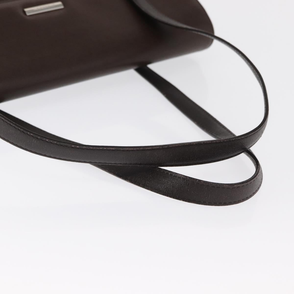 BURBERRY Hand Bag Leather Brown Silver Auth BA9916