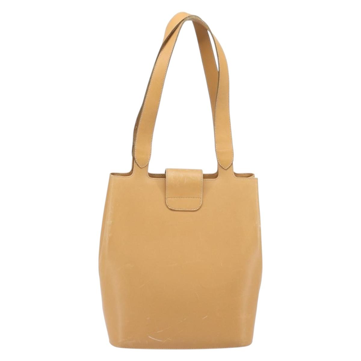 Salvatore Ferragamo Hand Bag Leather Beige Gold Auth BA9917