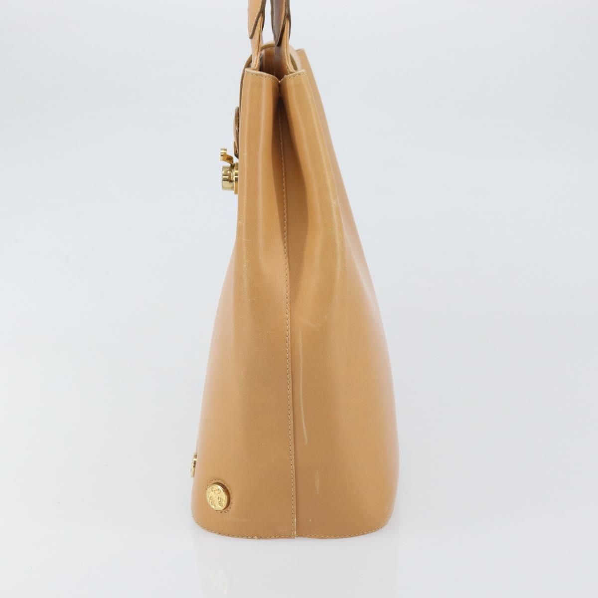 Salvatore Ferragamo Hand Bag Leather Beige Gold Auth BA9917