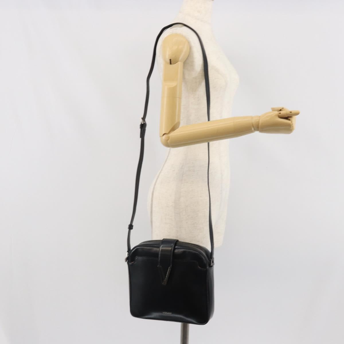 VERSACE Shoulder Bag Patent leather Black Auth BA9919