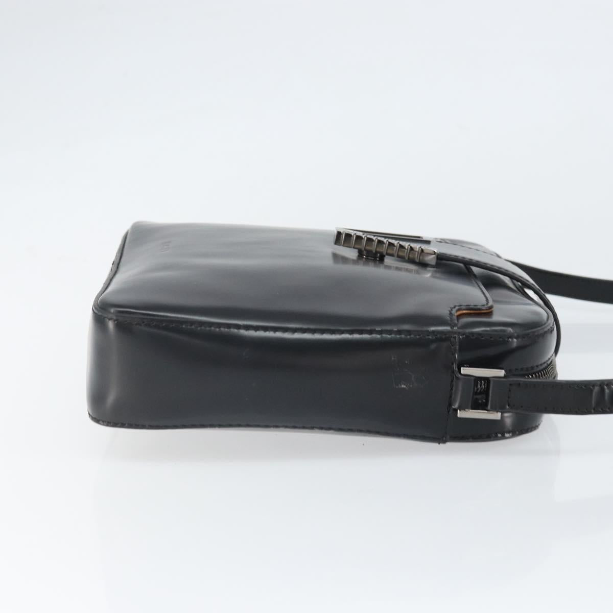 VERSACE Shoulder Bag Patent leather Black Auth BA9919