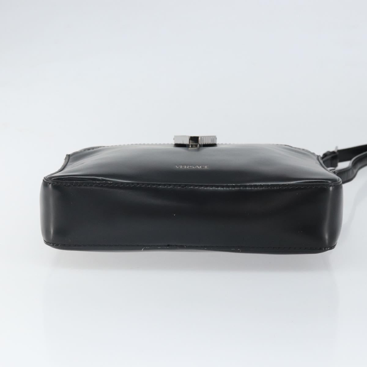 VERSACE Shoulder Bag Patent leather Black Auth BA9919