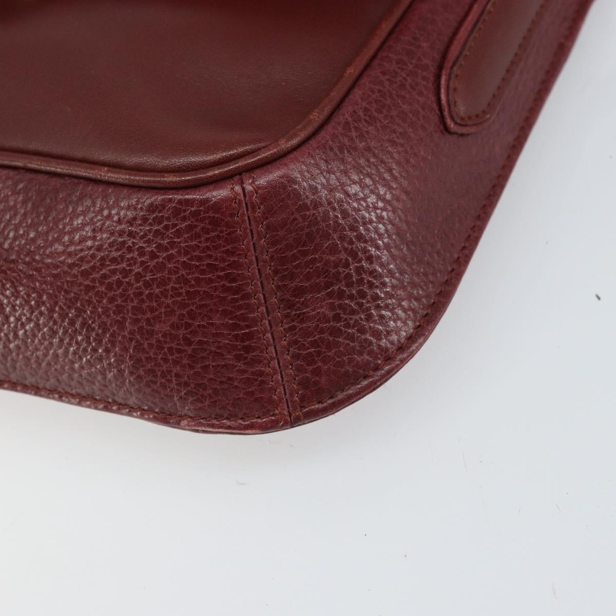 CARTIER Must Line Shoulder Bag Leather Bordeaux Gold Auth BA9920