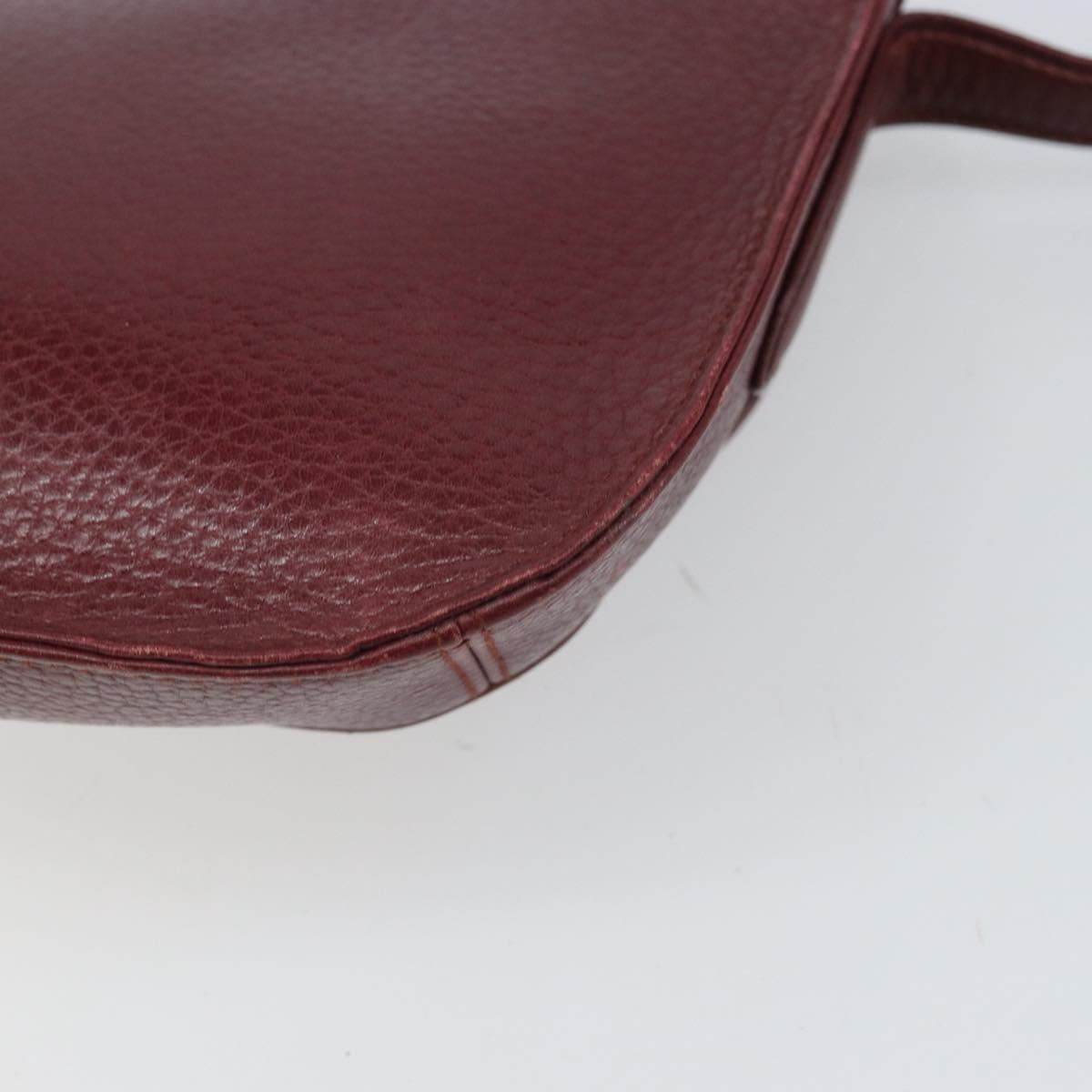CARTIER Must Line Shoulder Bag Leather Bordeaux Gold Auth BA9920