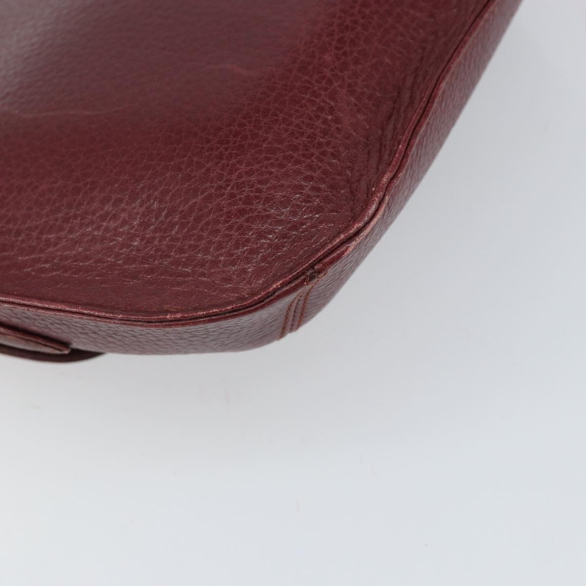 CARTIER Must Line Shoulder Bag Leather Bordeaux Gold Auth BA9920