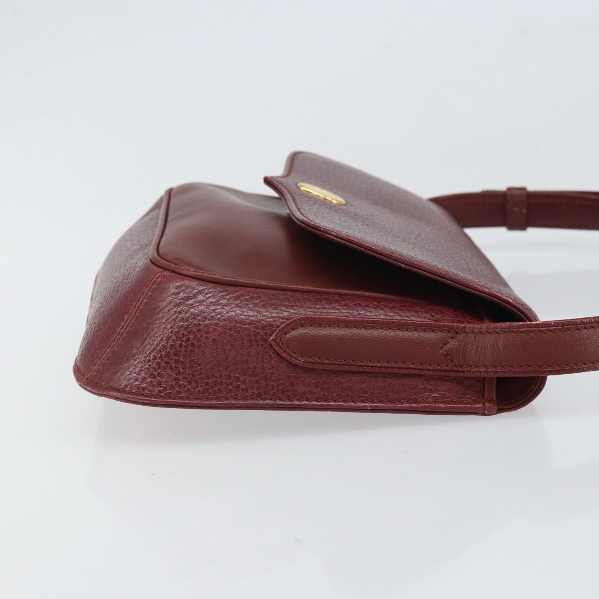 CARTIER Must Line Shoulder Bag Leather Bordeaux Gold Auth BA9920