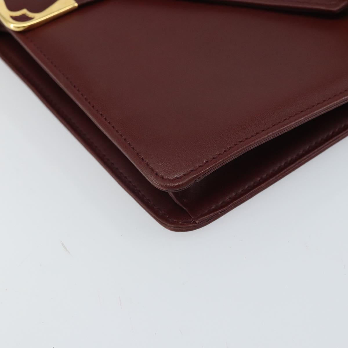 CARTIER Must Line Shoulder Bag Leather Bordeaux Gold Auth BA9921