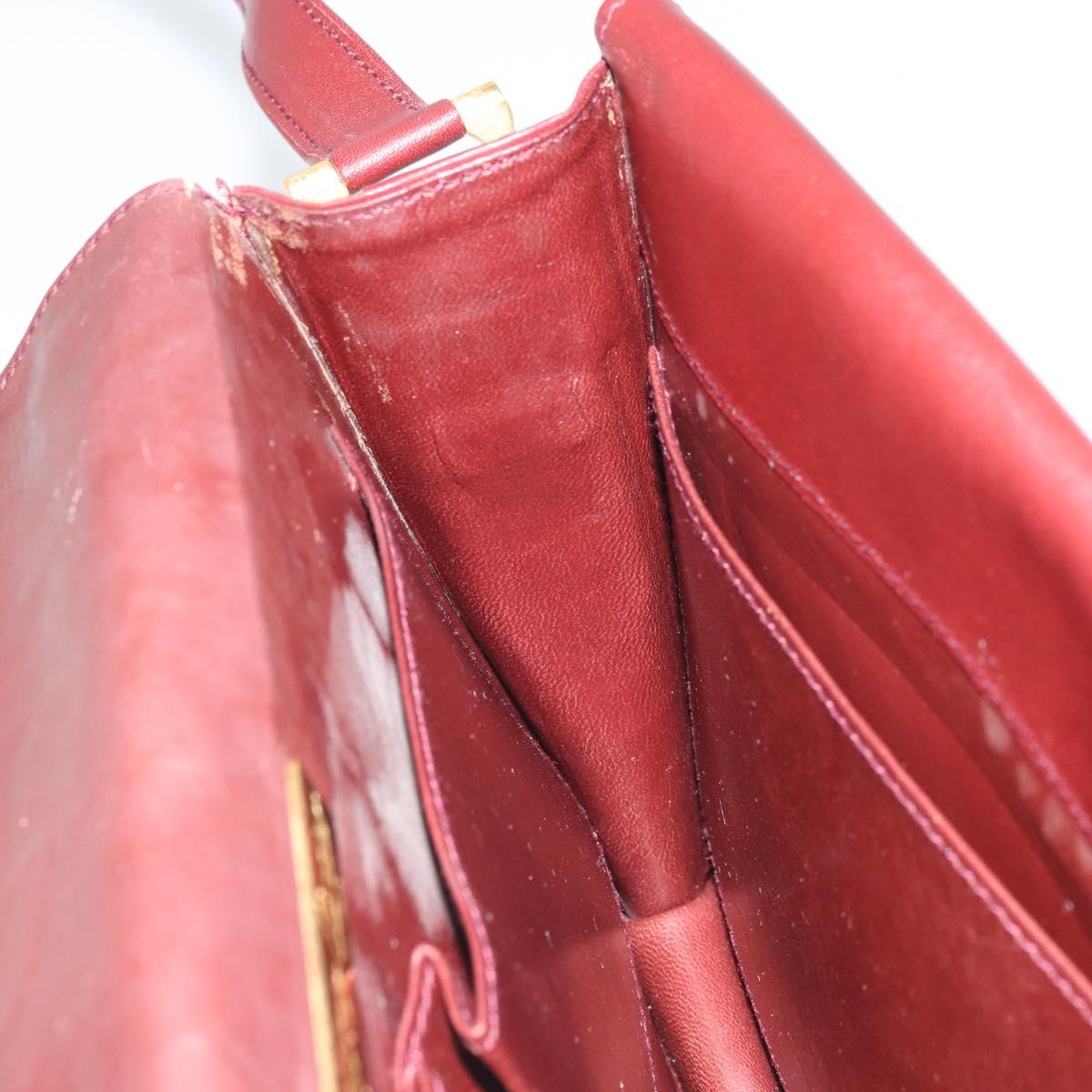 CARTIER Must Line Shoulder Bag Leather Bordeaux Gold Auth BA9921