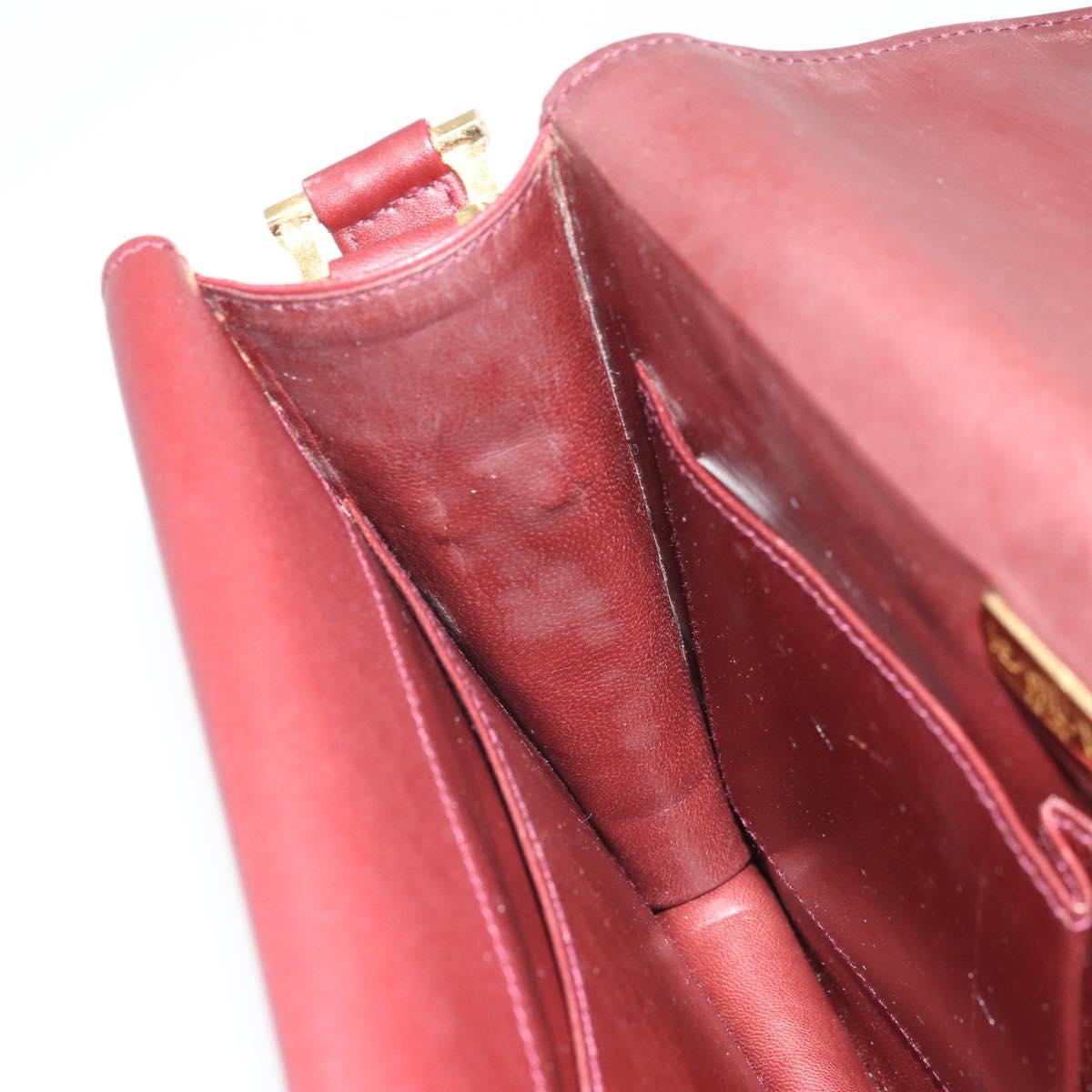 CARTIER Must Line Shoulder Bag Leather Bordeaux Gold Auth BA9921
