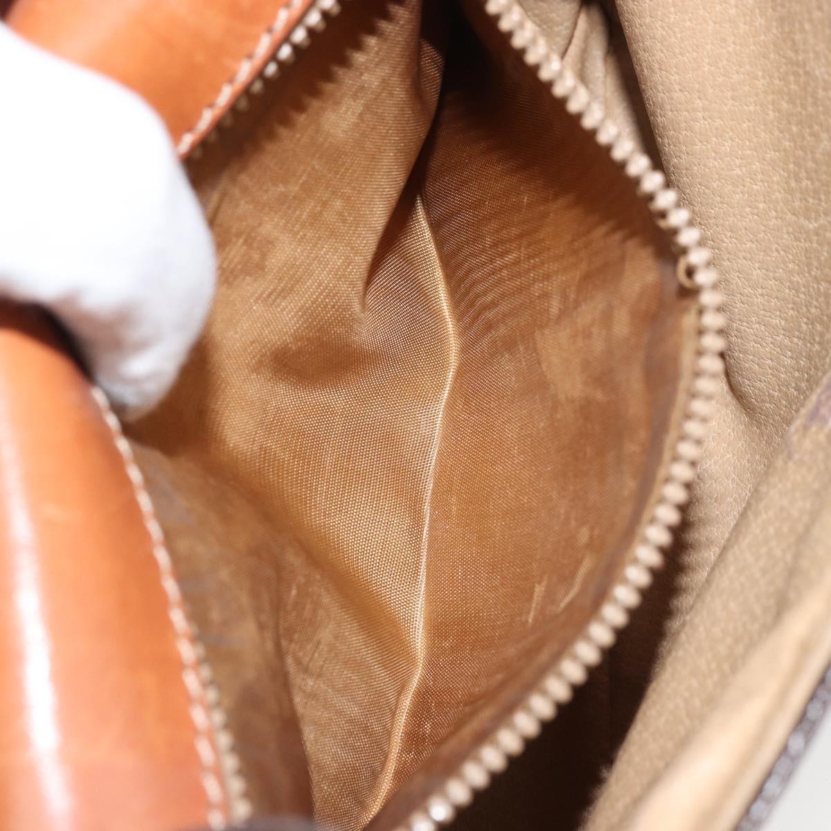 CELINE Macadam Canvas Shoulder Bag PVC Leather Brown Gold Auth BA9922